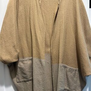 Women's Tan and Gray Open Front Sweater